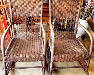 Pair antique rattan rockers