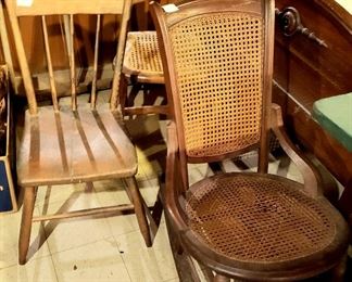 Side chairs & caned rocker