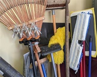 Assorted Yard Tools & House Cleaning Items