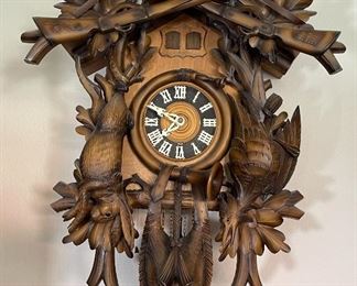 Vintage Black Forest Cuckoo Clock German Hunter Stag Head Hand Carved	36x22x18in	HxWxD
