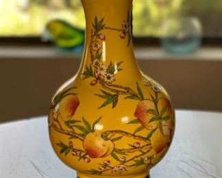 Chinese Porcelain Apricot Vase    Yellow	8 inch high	
