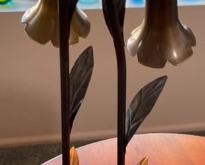 Brass 2 Head Lily Desk Lamp 16 x 8 x 8in