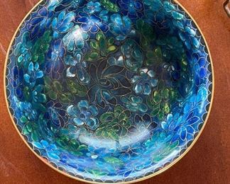 6in Chinese Cloisonne Bowl Blue Flower	2.25 x 6.25in diameter	

