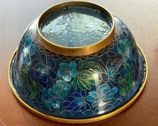6in Chinese Cloisonne Bowl Blue Flower	2.25 x 6.25in diameter	

