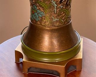 2pc Marbro Champlevé Enamel Floral Table Lamps PAIR Brass Cloisonne	38inH x 20in diameter	
