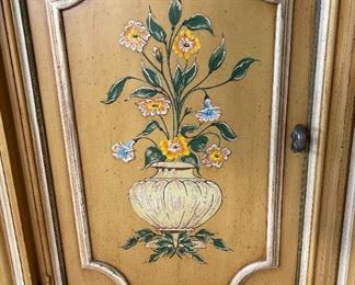 Hand Painted Floral Bouquet Sideboard Console Cabinet	31.5 x 53 x 14.25in	HxWxD
