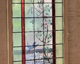 2pc 6ft Reverse Painted Stained Glass Panels PAIR 74.5 x 27.25 x 1.5in HxWxD