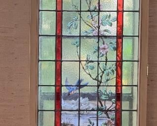 2pc 6ft Reverse Painted Stained Glass Panels PAIR 74.5 x 27.25 x 1.5in HxWxD