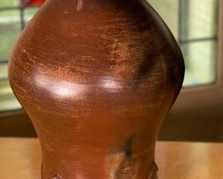 Studio Pottery Brown Vase AC	7.25 x 6.25in diameter at  opening	
