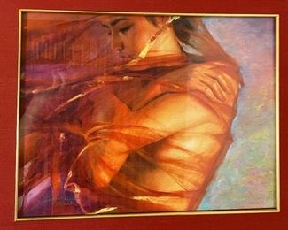 Signed Art Jia Lu Embrace Giclee on Canvas Print Limited Edition Framed	Frame: 20 x 24in Image: 11.75 x 15.75in	
