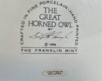 Franklin Mint The Great Horned Owl Porcelain Statue Figurine	13 x 11 x 10in	HxWxD
