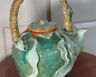 Huge Ceramic Cabbage Teapot Artist Made Tea Pot Decor	17 x 10 x 15in	HxWxD
