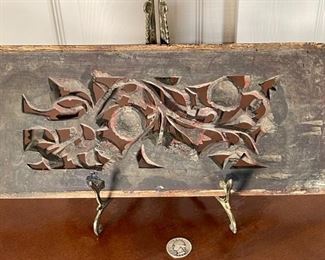 Antique Chinese Carved Wood Panel Red Gilt Relief Birds & Flowers	6 x 14 x 1in	HxWxD
