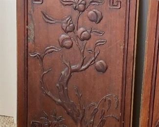 2pc Antique Chinese Carved Wood Panels PAIR Double sided Apricot Tree	22 x 12 x 1in	HxWxD
