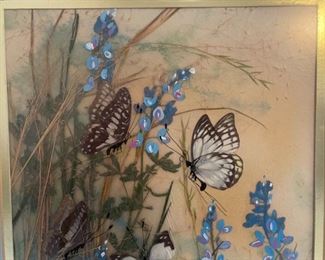 Original Art Teri Benker 1974 Butterflies & Flowers	26 x 19.75in	
