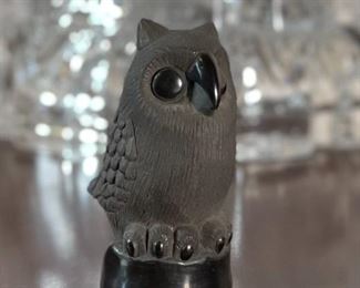 Owl Figurine Tony Gutierrez Santa Clara Pueblo Blackwear Pottery Native American	2.75x1.25x2in	HxWxD
