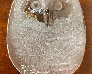 OWL  MATS JONASSON Swedish Lead Crystal Owl Paper Weight Figurine	4x3.25x1.25in	HxWxD
