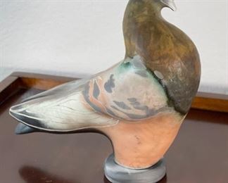 #1 Glo Coalson Raku Pottery Bird Pigeon Figure	8.25x4x11in	HxWxD
