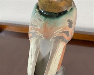 #1 Glo Coalson Raku Pottery Bird Pigeon Figure	8.25x4x11in	HxWxD
