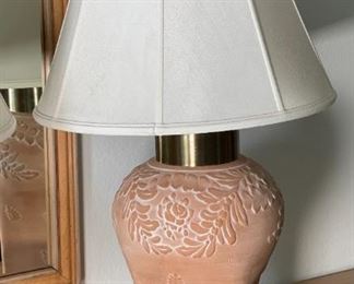 2pc Vintage Paul Hanson Terracotta Lamps PAIR	31 x 18in Diameter	

