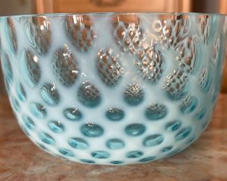 Antique Blue Opalescent Coin Dot Bowl Optic	2.75 x 4.75in diameter	
