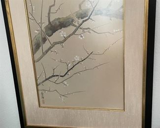 Japanese Bird on a Branch Print	Frame: 51x25.5in	HxWxD
