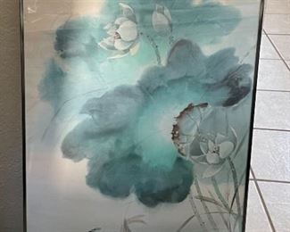 Original Watercolor on Silk Koi Fish Poon Tai	Frame: 36 x 20	HxWxD
