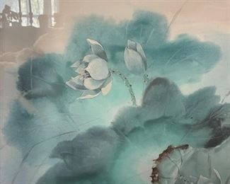 Original Watercolor on Silk Koi Fish Poon Tai	Frame: 36 x 20	HxWxD
