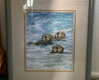 Original Art 3 Seals Tapestry Embroidery art	Frame: 22.5 x 20in	
