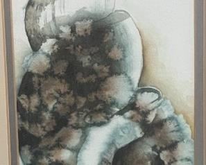 Original Art Seashell Watercolor Gaubert Painting Frame: 21 x 12in