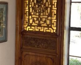 2pc Antique Chinese Hand Carved Panels Screen Divider PAIR 102 x 29.25 x 2.5in HxWxD