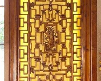 2pc Antique Chinese Hand Carved Panels Screen Divider PAIR	102 x 29.25 x 2.5in	HxWxD
