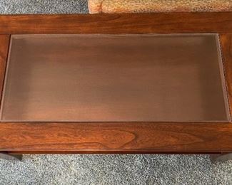 Modern Dark Wood & Glass Coffee Table	20 x 48 x 26in	HxWxD
