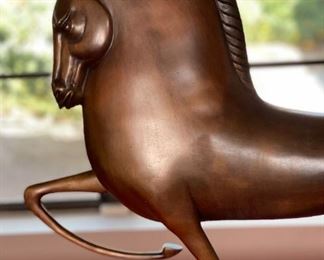 Heavy Bronze Etruscan Horse Sculpture Statue  in the Manner of Boris Lovet Lorski Art Deco	27 x 38 x 6.5in	HxWxD
