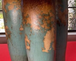 3pc Ceramic Decor Vases Mexico Textured Turquoise	20in H 18in H 16 in H	HxWxD
