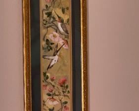 Hand Painted slender Bird Painting 33 x 7in