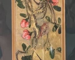 Hand Painted slender Bird Painting 33 x 7in