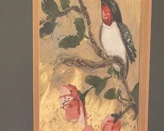 Hand Painted slender Bird Painting	33 x 7in	
