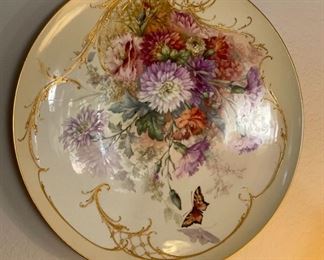 Antique Hand Painted Butterfly & Flower Plate	16 inch diameter	
