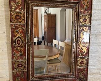 Antique Reverse Painted Glass Mirror	33.5x25x3in	HxWxD
