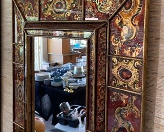 Antique Reverse Painted Glass Mirror	33.5x25x3in	HxWxD
