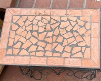 Terracotta Tile Top Iron Fram outdoor side table	21 x 20 x 12.5in	HxWxD
