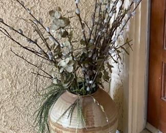 Stoneware pot with faux tree	Pot 16 inches high	
