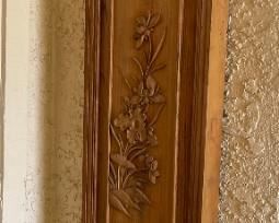 Carved Chinese Wood Panel 50.25 x 12.25 x 2.5 HxWxD