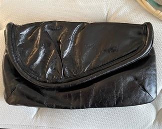 HOBO INTERNATIONAL Black  Leather Foldover Envelope Clutch Bag/purse	13 inches in length 7.5 inches tall	
