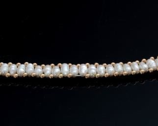 14k Gold Bead & Stick Pearl Ladder Bracelet 6.5in Long<BR>14mm W
