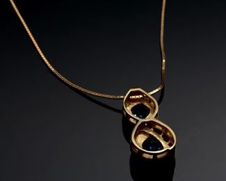 14k Gold Sapphire & Diamond Necklace Infinity Pendant 	19in long  Pendant: 33x14mm	
