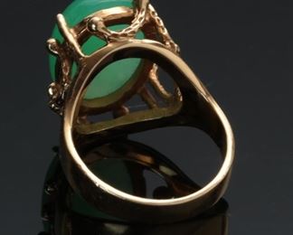 18k Gold & Celadon Ring 	Size: 6.5 Center Stone: 16x11.5mm	
