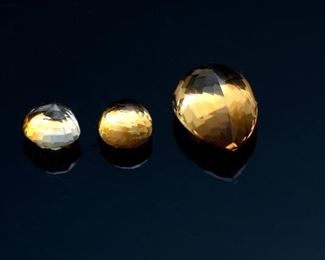 3pc Citrine Loose Gemstone lot Oval & Pear Cut Stone 		
