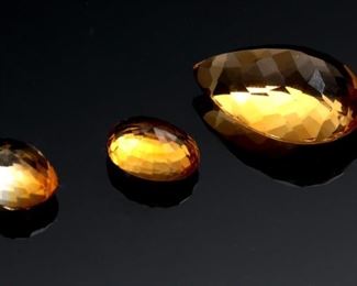 3pc Citrine Loose Gemstone lot Oval & Pear Cut Stone 		
